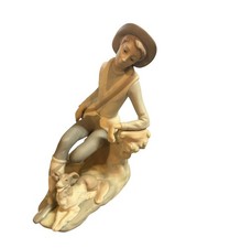 Vintage Lladro Shepherd Boy &dog Matte Finish Version Retired RARE Figurine picture