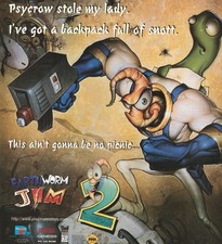 VTG 1996 Earthworm Jim 2 Original PS1 SNES Video Game Print Ad 21x27cm NEX 14 picture