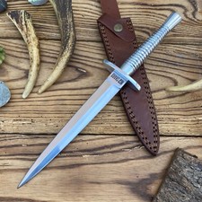 Vintage WW2 Double-Edged V42 Military Knife Stiletto Dagger Knife With Sheath picture
