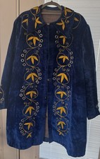 Blue/Gold Velvet Jacket, Embroidered Floral Mid-Length Odd Fellows (IOOF) picture