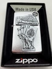 Dead Man’s Hand Surprise Emblem Chrome Zippo Lighter New 49536 picture