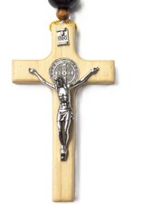 Handmade Large Wooden Decade Rosary 15 inches featuring a Wooden Cross and Saint picture