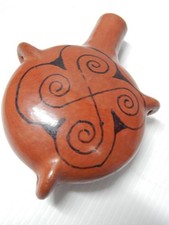EXTRA NICE ANTIQUE MARICOPA INDIAN POTTERY PERSONAL CANTEEN SHOT CONTAINER POT picture