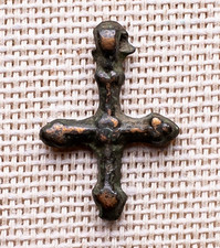ANTIQUE VIKING AGE c.11-13th CENTURY BYZANTINE TYPE ORTHODOX CROSS PENDANT 317 picture
