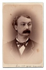 Antique Cabinet Card Dec 1883 Will Subrank Handsome Man Mustache Bow Tie Photo picture