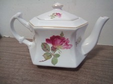 Vintage Kernewek Rose Floral Teapot Made in England with Gold Trim picture