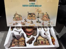 Harvest Bounty 11 Piece Harvest Lighted House Set Fall Thanksgiving  picture