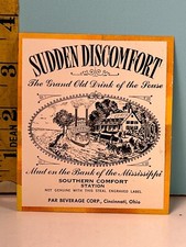 Vintage Sudden Discomfort the Grand Old Drink of the House Bottle Label picture