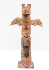 ATQ 1930s Northwest Coast Native American Hand Carved Wood Totem Pole 12