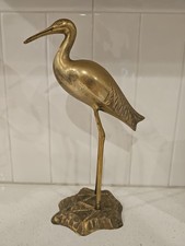 Vintage Solid Brass Crane Heron 11