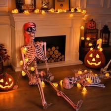 Yescom 2Pcs Pirate Life Size Skeleton Poseable 5.6Ft & Halloween Light Closeout picture