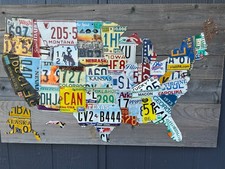 Extra Large Authentic USA License Plate Map   picture