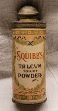 ANTIQUE SQUIBB'S TALCUM TOILET POWDER TIN LITHO CAN VINTAGE EMPTY NICE GRAPHICS  picture