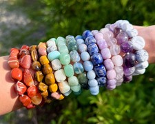 Tumbled Gemstone Bracelets: BUY 3 GET 1 FREE - Huge Variety Genuine Crystals picture