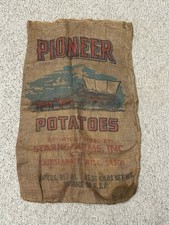 Vintage Pioneer Potatoes burlap sack Starks Farms Inc Starks, WI USA 11 picture