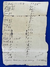 Antique 1913-1916 Expensive Tracking Document-Sized 3 7/8