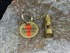 Vintage Wabash Mine Illinois Brass The Lamp Cabin Safety Award Keychain picture
