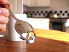 Skull Shaped Sugar Spoon Stainless Steel Serving Spoon By Suck UK Gag Gift picture