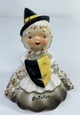 Napco October Halloween Witch Angel Figurine Bell Vtg S1307J Spaghetti Trim EUC picture