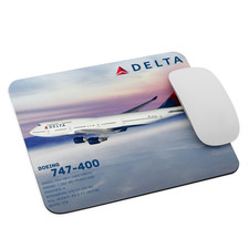 Delta Airlines Boeing 747-400 Mouse Pad 9.5x7.75 inch Pilot Trading Card Queen picture