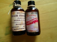 Vintage Replica Cocaine Hydrochlorate and Heroin Hydrochloride Empty Bottles picture