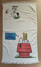 VTG 1970s Snoopy Woodstock Peanuts Towel Stevens Utica Security Having Friends picture