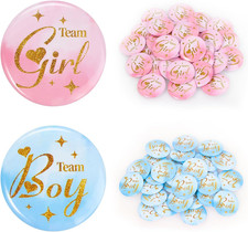 Gender Reveal Pins 60Pcs 4.4Cm - Team Boy Team Girl Button Pins- 1.75 Inch picture