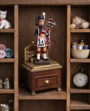 VTG Scottish Bagpiper Figurine Hand Painted Miniature Highland Piper Trinket picture