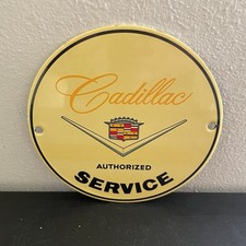 VINTAGE CADILLAC CAR SERVICE GASOLINE MOTOR OIL PORCELAIN SIGN picture