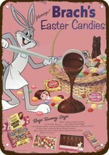 1958 BUGS BUNNY & BRACH'S Easter Candy Vntge-Look DECORATIVE REPLICA METAL SIGN  picture