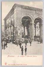 Florence Loggia di Mercato Nuovo Market Postcard c.1910 Pineider Italy picture