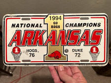 Rare Arkansas Razorbacks 1994 National Champions Vintage License Plate picture
