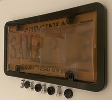 4th Gen. Phantom Tag Protector Tinted License Plate Cover & Black Frame w/Bolts picture