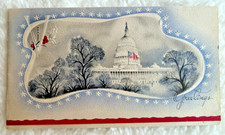 VTG 1940's WWII Victory Patriotic Embossed Christmas Card 'The Capitol