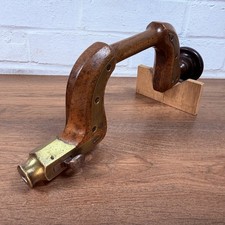 Antique Wooden Carpenter’s Brace Hand Drill Brass Mounted Woodworking Tool picture