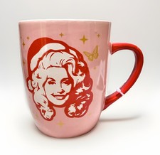 NEW (Other) Dolly Parton Face w/Santa Hat SNOWLENE 14oz Pink Ceramic Holiday Mug picture