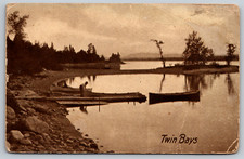 c1910s Twin Bays Ambertype Burlington VT Valcour Island Lake Champlain Postcard picture