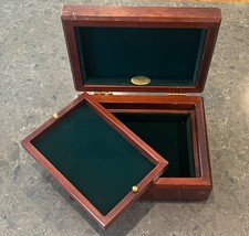 Vintage Crane & Co. Stationery Writing Box, Cherry Hardwood w Inner Tray, Scuffs picture