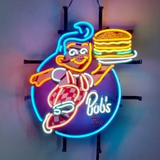 US STOCK Big Boy Bob's Burger Open Neon Sign 19