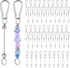 50 Pcs Beadable Keychain Bars Bulk DIY Metal Keychain Making Kit Metal picture