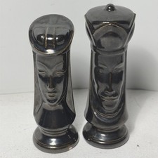 2 Vintage 4” Duncan Style Porcelain King White & Queen Black Chess Pieces picture