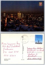Vintage 1985 Montreal Quebec Canada Night Skyline Postcard Posted picture
