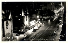Hollywood CA Hollywood Boulevard at Night c1940s-50s Real Photo Postcard bhn picture