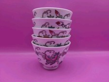 Mid Century Jingdezhen Chinese Porcelain Butterfly Tea Bowl Cup Set Hand Painted picture