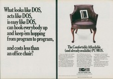 1989 Software Link Affordable PC MOS DOS Cost Less Than Office Chair Ad PC3 picture