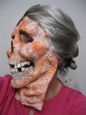 VTG 1993 Forum Novelties Rubber Face Mask Rotting Old Woman Skeleton Grey Hair picture