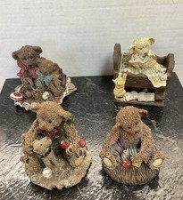 Lot of 4 Ganz Cottage Collectibles Teddy Bears & Friends Resin Figurines picture