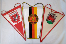 GDR East Germany Pennant Lot of 3 DDR City Town Coat of Arms Banner Flag Vintage picture