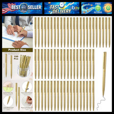 100 Pcs Gold Ballpoint Pens, 4 Inch Metal Slim Ballpoint Pens, Short Small Tiny picture