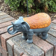 Vintage Cheyenne Elephant Art Glass Amber & Resin Night Light Accent Table Lamp picture